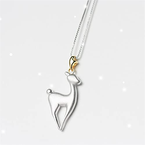 Collier pendentif argent sterling femme chaîne de pull faon