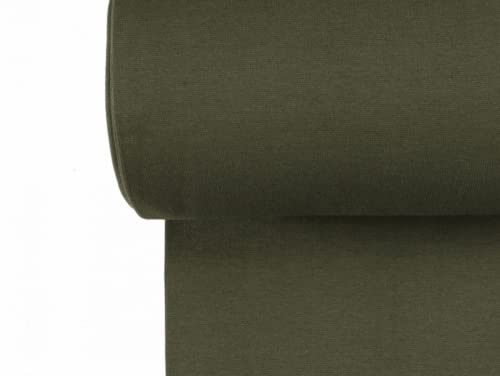 Plain Print Organic Tubular Rib Stretch Knit Fabric Khaki Green - per metre