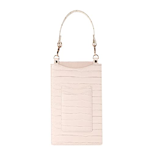 DMaos Krokodilleder-Tragetasche für iPhone Samsung mit kurzem und langem Crossbody-Riemen, Kartenhalter für Damen - Weiß Cover