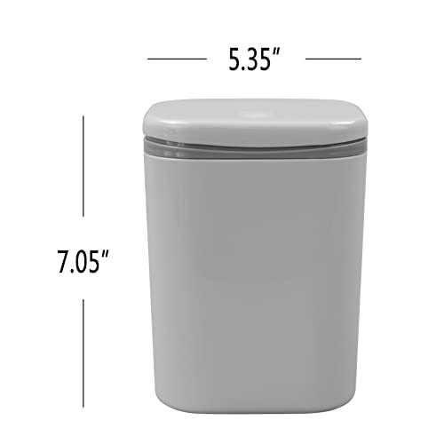 Basurero plástico pequeño cuadrado, 0.5 galón, con tapa gris miniatura 2