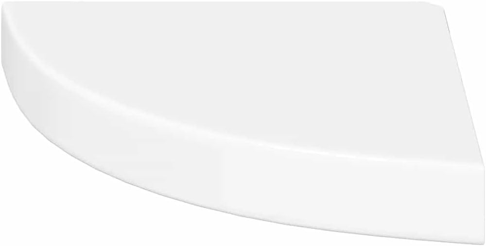 Floating Corner Shelf High Gloss White, Honeycomb MDF Wood, 9.8 Inch Wall Mounted Ledge for Room Decor, Space Saving Bathroom & Living Room Storage