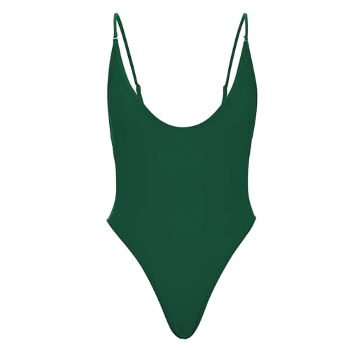 American Trends Women's One Piece Swimsuits Sexy V Neck Bathing Suit Open Back High Cut Swimwear2