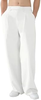 Susclude Mens Casual Dress Pants Pleated Old Money Wide Leg Baggy Pants Fall Relaxed Fit Slacks Work Trousers