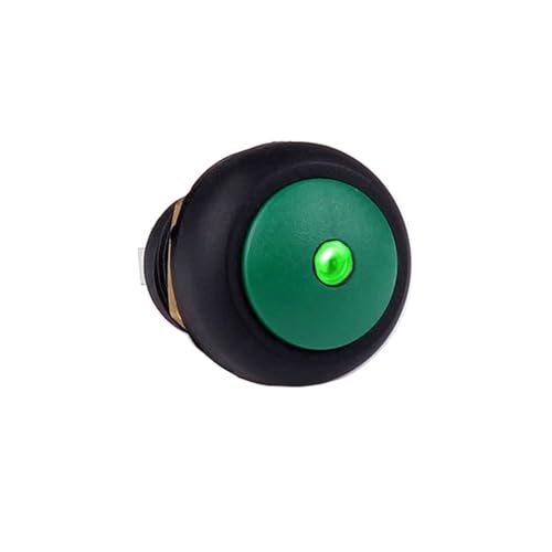 Interruptor con autobloqueo de 12mm y luz LED verde de alta duración