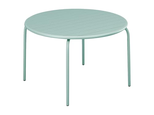 Vente-unique - Table de Jardin Ronde D.130 cm en métal - Vert Amande - MIRMANDE de MYLIA