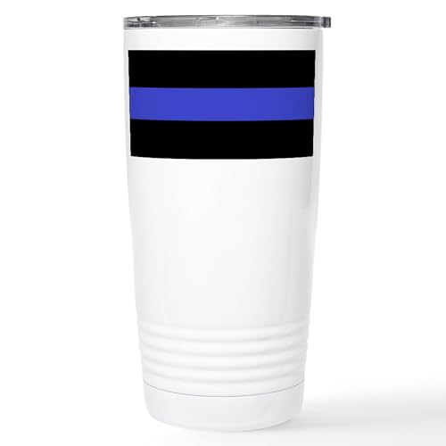 CafePress Police Officer Thin Blue Line Stainless Steel Trav 20 oz. Insulated Stainless Steel Coffee Tumbler