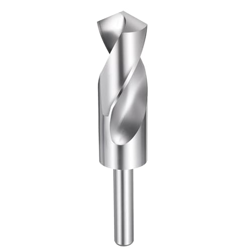 sourcing map Broca de 30 mm, vástago reducido de 1,27 cm, redondo 4241, acero de alta velocidad sin revestimiento (brillante), punta estándar de 118° para plástico, madera, cobre, aluminio, hierro