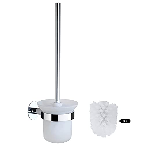 DUFU Set Brosse WC Murale avec Support Intégré - 2 Têtes Souples + Bol en Verre Trempé +...