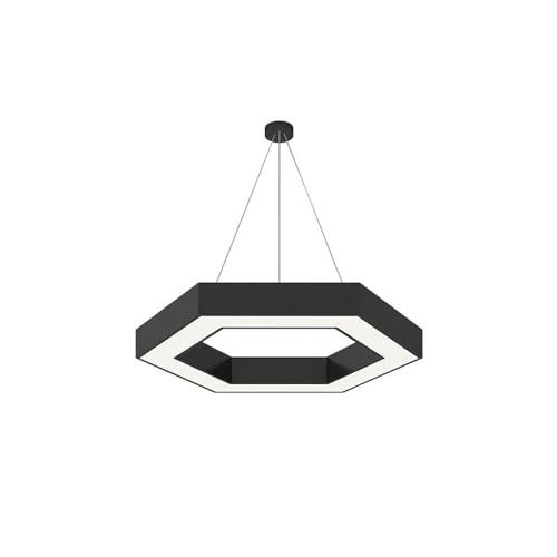 MCWYH Lampadario a sospensione a soffitto esagonale in metallo Lampadario nero a led integrato contemporaneo Illuminazione moderna a sospensione a LED per soggiorno Ristorante dell'hotel, luce calda