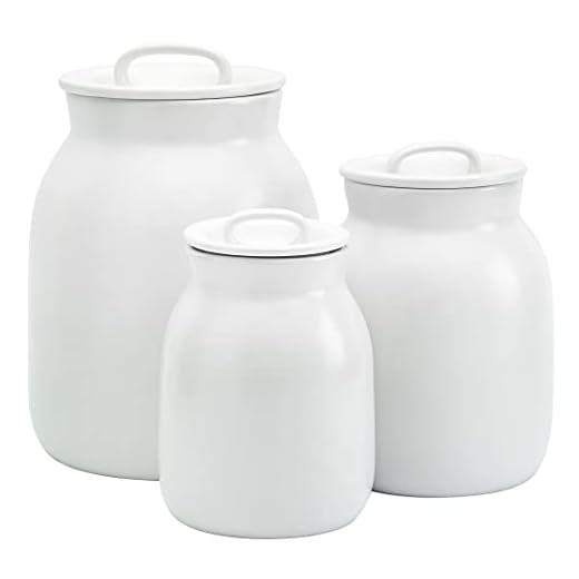 Denmark Tools For Cooks White Smooth Satin Finished Stoneware Ceramic Curved Kitchen Pantry, 3 Piece Milk Jug Canisters