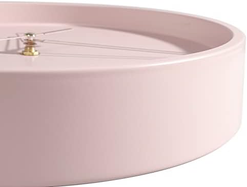 Lafocuse 12 Inch Minimalist Metal Pink Wall Clock for Living Room Decor, Modern Wall Clock Kitchen Battery Operated Silent Bedroom Home Office