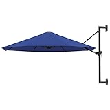 vidaXL Sonnenschirm Wandmontage mit Metallmast Wandschirm Ampelschirm Balkonschirm Gartenschirm Terrassenschirm Schirm Balkon 300cm Blau