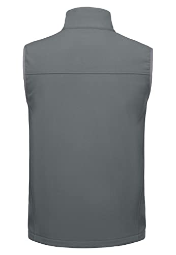 Libin Men's Golf Vest Fleece Lined Sleeveless Jacket Windproof Softshell Vest For Running Hiking Travel Zipper Pockets, Gray L #TOP1