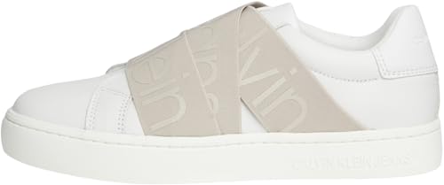 Calvin Klein Jeans Damen Sneaker Classic Cupsole aus Leder, Weiß (Bright White/Eggshell), 39