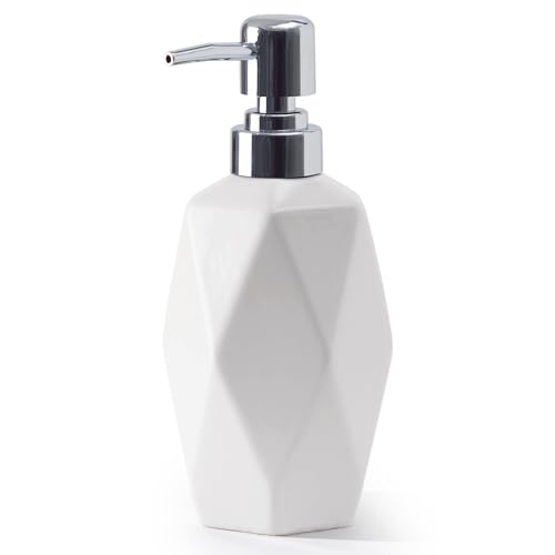 Soap Dispenser 13.5oz Ceramic Soap Dispenser Bathroom for Kitchen & Bathroom (White)