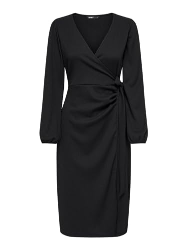 ONLY Damen Onlmerle L/S Wrap Midi Dress Jrs, Schwarz, 3XL