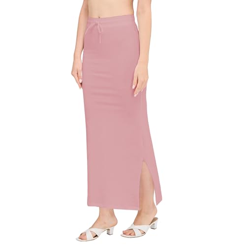 Image of DESI GIRL Cotton Lycra Stretchable Saree Shapewear Petticoat with Drawstring for Women | Fishcut Saree Petticoat with Side Slit for Easy Movement | Saree Shaper | Long inskirt