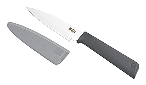 Kuhn Rikon Colori+ Classic Straight Paring Knife with Safety Sheath, 20cm, Grey