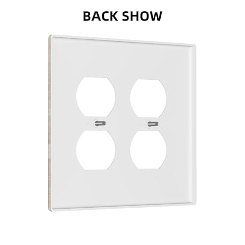 Decorative Outlet Covers Vintage White Flowers Birds on Golden Background 2 Gang Outlet Cover Wall Plate Double Duplex Light Switch Cover Plate Switch Plate Covers for Home Decor