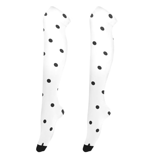 Small Black Polka Dots White Thigh High Socks Long Boot Stockings Elastic Knee High Socks for Women Leg Warmers