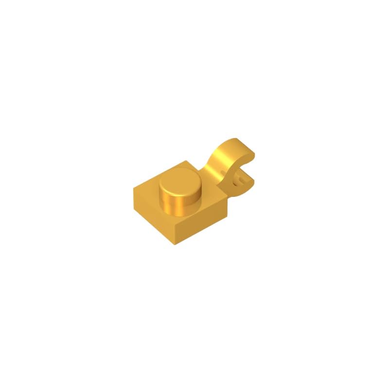 Gobricks 6019 Hinge Plate Plate Special 1x1 with Clip Horizontal [Thick U Clip] 50 Pieces GDS-813 Compatible with Lego Building Blocks Color:Chrome Gold — image 1