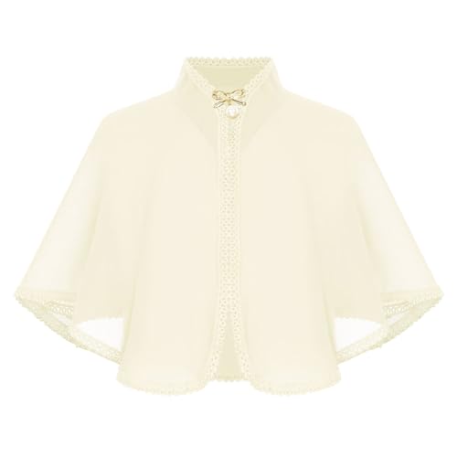 Hularka Kids Girls Chiffon Shawl Wraps Bolero Stand Collar Princess Shoulder Shrug Cape Open Front Short Cardigan