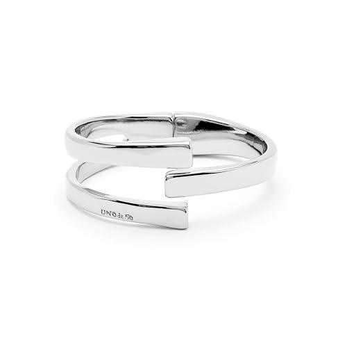 UNO de 50 | Pulsera Rígida para Mujer | Bañada en Plata de Ley | Talla M | Joya Artesanal | Hecho en España