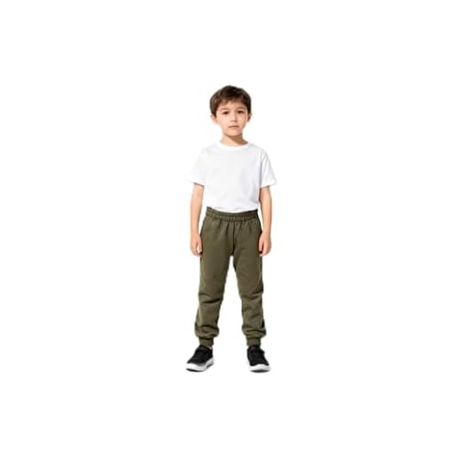 Calça Moletinho/moletom Infantil 100% Algodão, leve, meninos e meninas de 1 a 8 Anos (BR, Idade, 7 Anos, 8 Anos, verde militar)