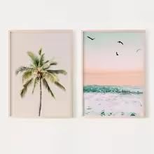 Affiche murale tropicale pastel 70x100 cm lot de 2 toiles sans cadre pour décoration moderne
