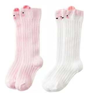 ORiTi2Pairs Newborn Baby Mesh Combed Cotton Long Tube Socks Cozy Cute Soft All Match Breathable Socks