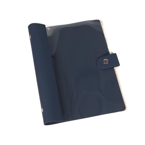 A5/B5 ノートカバー ルーズリーフバインダー スプライシングレザーバインダーカバー 半透明 大容量 日記帳 シェル(A5-dark blue)