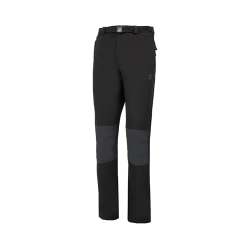 Izas - Pantalón de Senderismo para Hombre - Pantalón Trekking Impermeable y con Bolsillos de Cremallera - Bajo Ajustable Que Protege del Frío - Secado Rápido - Chamonix FW Gris y Negro - L