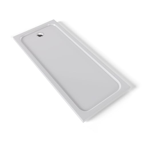 Plato de Ducha Acrílico 70x160 cm Blanco – Antideslizante, Antibacteriano, Textura Lisa – Incluye Válvula y Rejilla | Moments of Glass