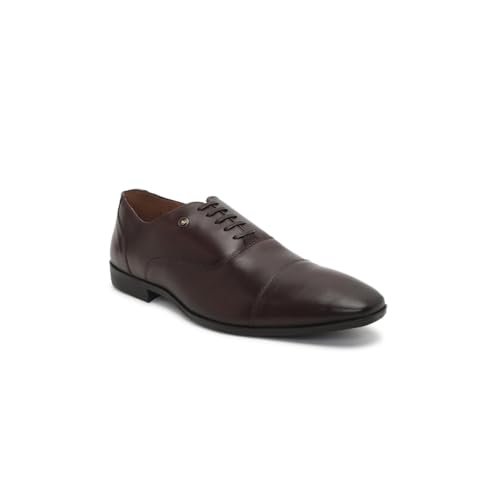 Image of Louis Philippe Men Premium Leather Breathable Lining Material Anti Slip with Heel TPR Sole Formal Oxford Shoes