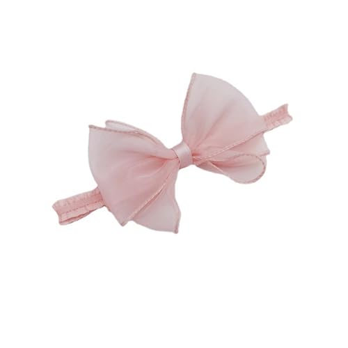 Cute Lace Bow Baby Girls Headbands White Knot Headband Soft Chiffon Hair Band for Newborn Infant Toddler Kids Hair Accessories (Pink A)2