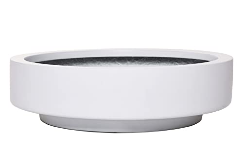 VIVANNO Pflanzschale Blumenschale Dekoschale Fiberglas Escada Low 9x30 Weiß Matt