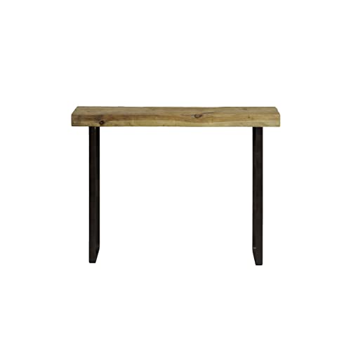 HANNUN - Recibidor/Consola Estrecha Thom | Madera de Pino recuperada y Metal | Fabricación Artesanal | para Entrada o Pasillo | Color Natural y Patas en Negro - 20 x 30 x 85 cm Cover