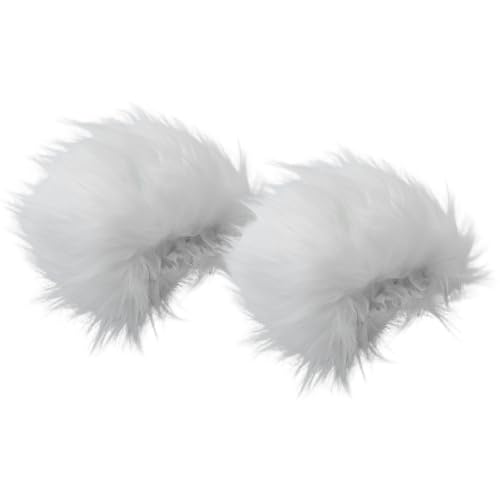 iiniim Retro 80s Style Plush Leg Warmers Stretchable Fuzzy Toppers for Aerobics Dance Fitness Vintage Fashion Enthusiasts White Set One Size