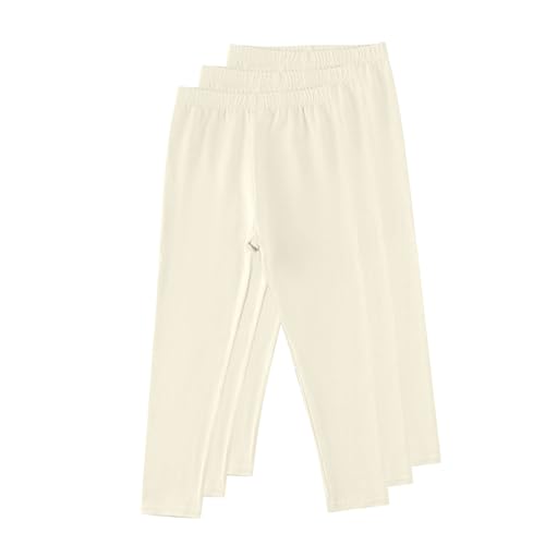 3 Pack Girls Cotton Leggings Full Length Leggings Soft Comfortable Footless Stretchy Tights Pants Kids Outwear