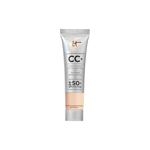 IT Cosmetics Your Skin But Better CC Cream LSF 50+, 12 ml, Hochpigmentierte Mehrzweck-Creme mit LSF 50, Getönte Anti-Aging-Tagescreme, Foundation, Concealer & Pflege in einem, Farbton Light Medium