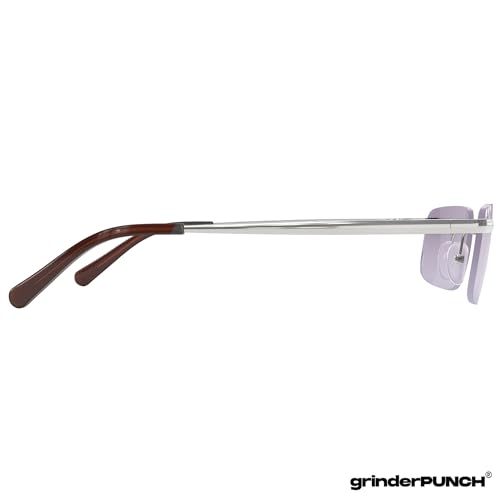 Image of grinderPUNCH Small Slim 90's Popular Nineties Rectangular Sunglasses Clear Rimless Eyewear