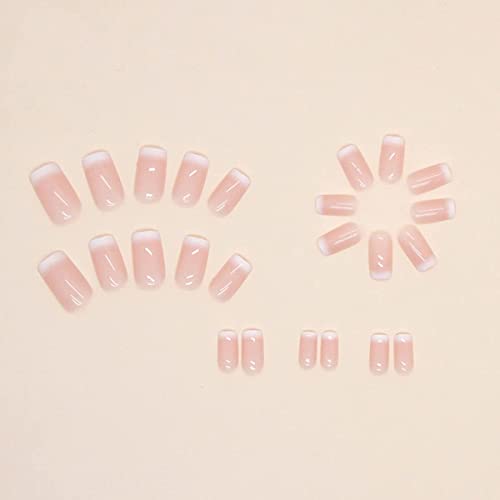 24 Pcs Square Press On Nails Short Fake Nails Nude Acrylic False Nails Short Nude Pink Gradient Artificial Nails Glossy Solid Color Full Cover Glue On Nails Stick On Nails For Women Manicure Art Decorations #TOP2