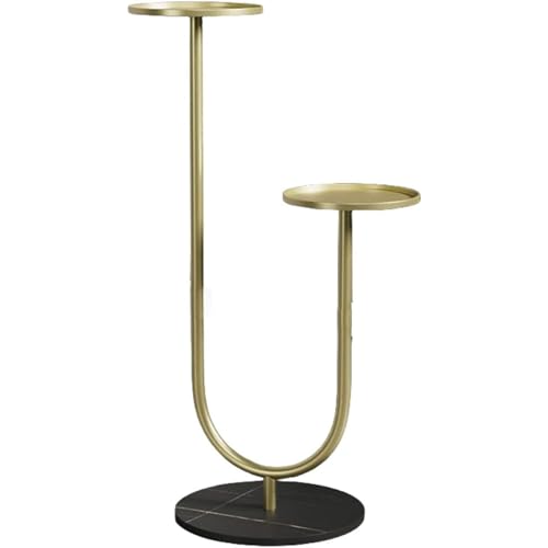 Eyawe ガーデニングラック スタイリッシュ 金属構造 植木鉢スタンド 頑丈で安定感 耐荷重性が高い 揺れにくい 多機能収納 装飾 シンプル バルコニー 玄関 室内 屋外 (ゴールドフレーム,ブラックスレート)