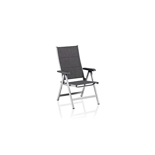 KETTLER BasicPlus Padded Klappstuhl, Silber/anthrazit, Alu/Textilene, 0301201-9000, verstellbare Rückenlehne