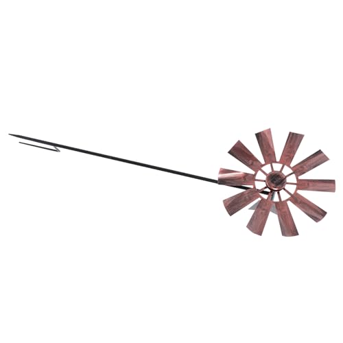 Gadpiparty Mulino a Vento in Ferro Battuto da Giardino Decorazione Esterna Rotante Paletto Ornamento Resistente per Cortile e Prato