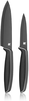 WMF Touch - Juego de 2 Cuchillos con Fundas Protectoras, Hojas de Acero Especial con Antiadherente de 13 cm y 9 cm, Color Negro