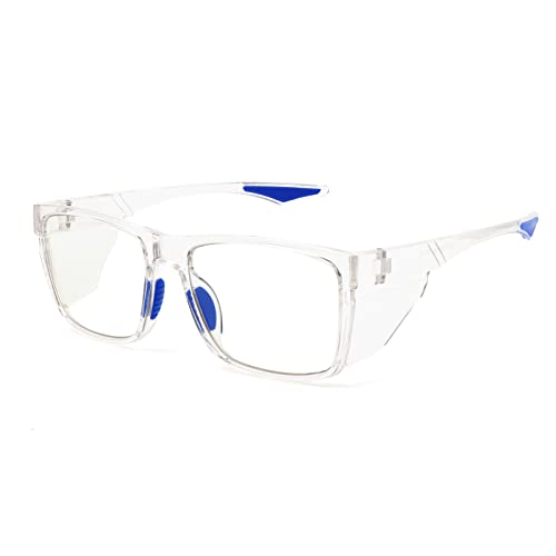 Kelens Lunettes de sécurité anti-buée, blocage de la lumière bleue, protection UV HD, lunettes de sécurité avec protections latérales, antidérapantes et transparentes pour le travail, le laboratoire Cover