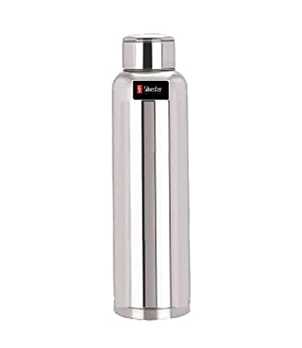 Image of Silvester Stainless Steel Water Bottle 1000ml Each | Silver Leakproof BPA-Free Rust-Free Bottle for Gym, Office, College, Sports, Fridge and Travel | Durable, Easy to Clean, Reusable (Pack of 2)