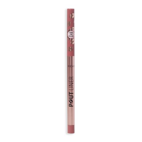 Image of Revolution Pout Bomb Plumping Lip Liner, Brown Nude | Long-Lasting Lip Shaper with Hyaluronic Acid & Vitamin E, Vegan & Cruelty-Free