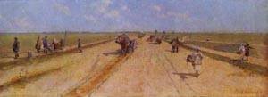 Peinture à l'huile Road 1887 par Andrey Ryabushkin en reproduction sur toile 12x16 pouces